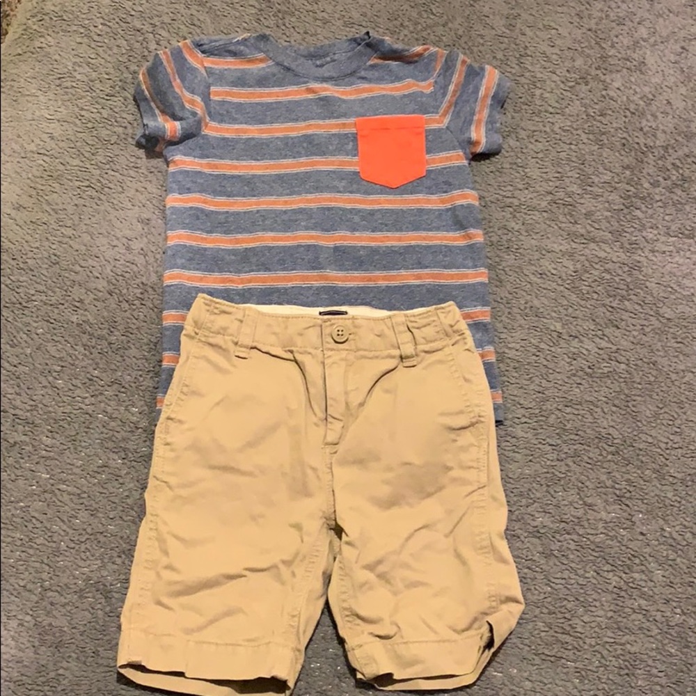 Boys outfit, Gap khaki shorts, Cat&Jack shirt, 4/5
